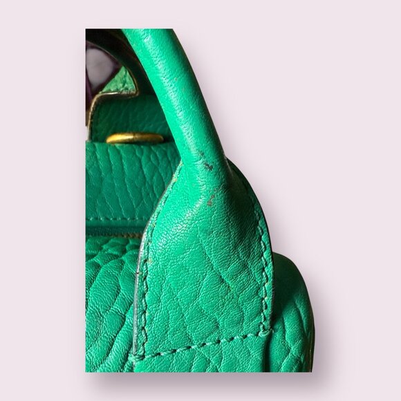 MCM Mini Keana Studded Leather Satchel Crossbody | Green - Picture 8 of 12